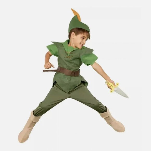 NEW Disney Store PETER PAN Deluxe Kids Costume BOY Size 9/10 Halloween - Picture 1 of 10